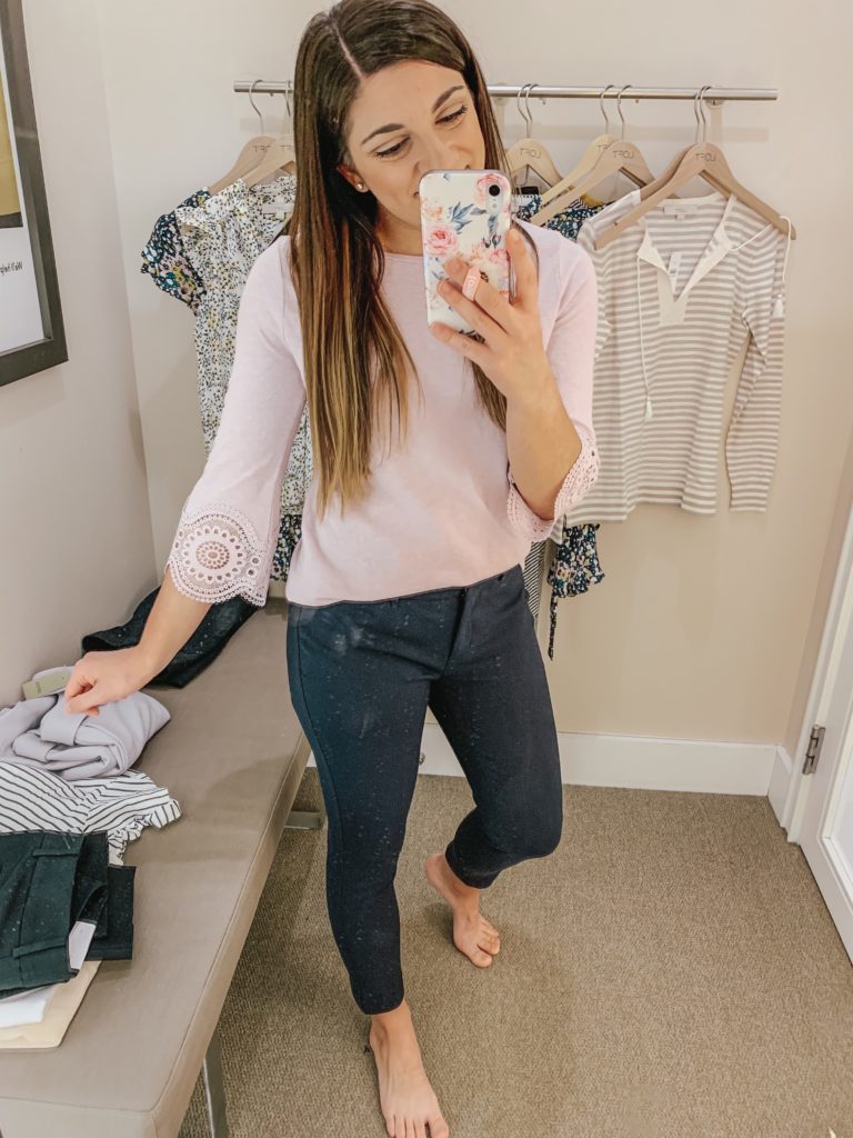 Spring LOFT Try On eyelet top