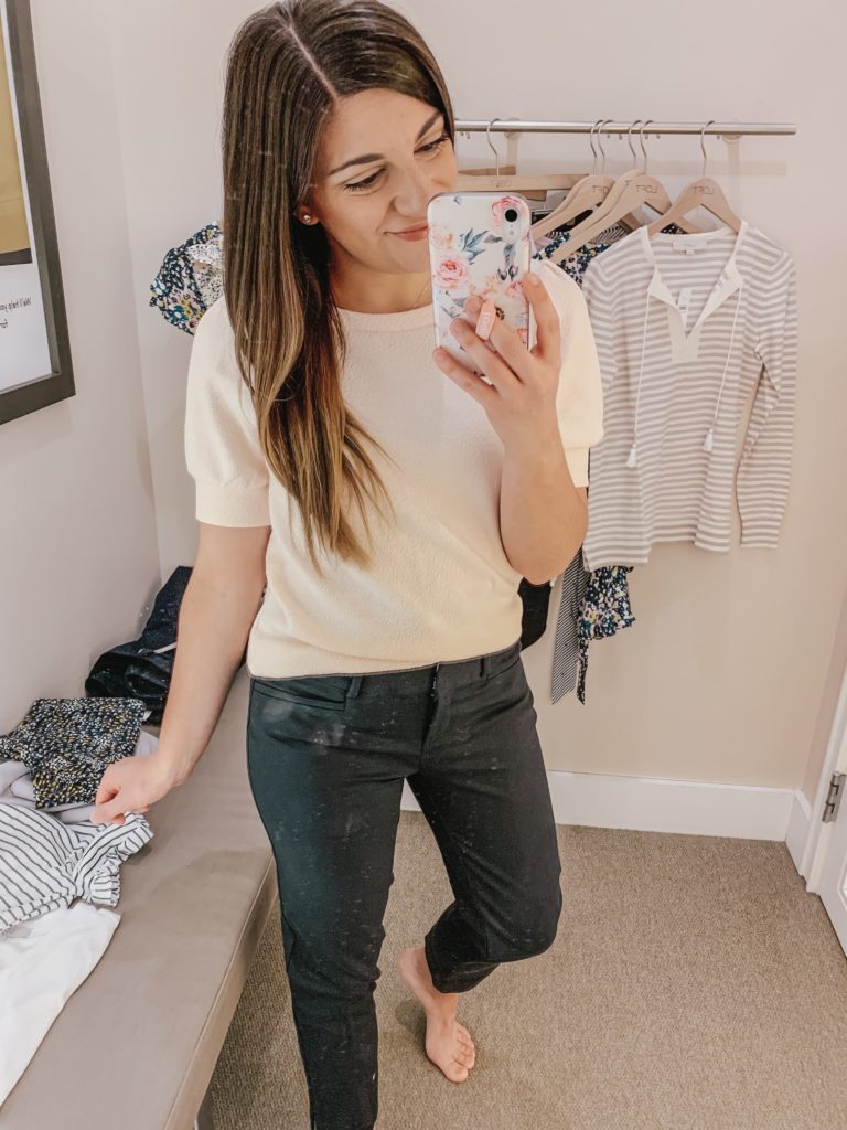 Spring LOFT Try On blush sweater 