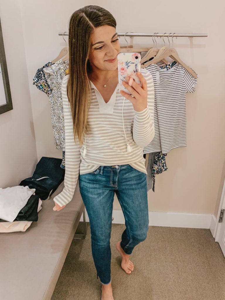 Spring LOFT Try On stripe sweater 