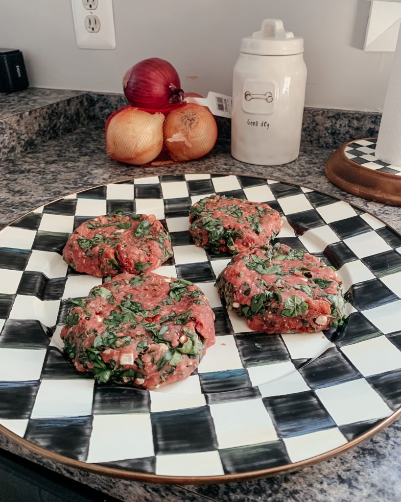 Summer Greek Burger Preparation