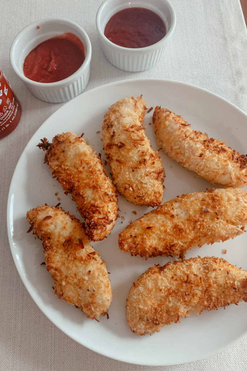 Air fried coconut chicken tenders