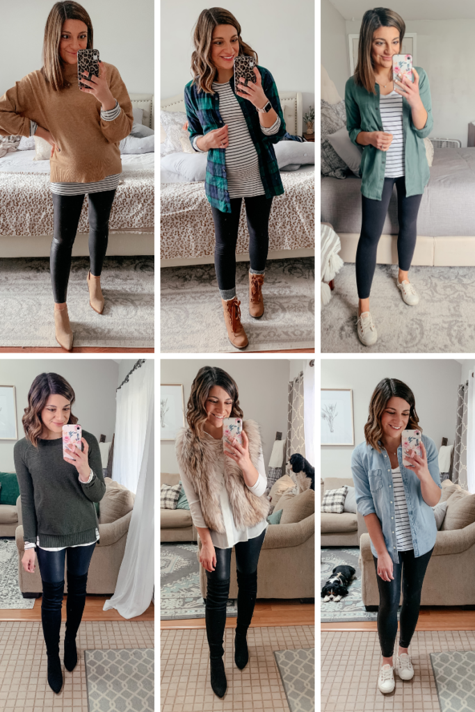 Grey Long Sleeve T-shirt with Black Leggings Outfits (7 ideas