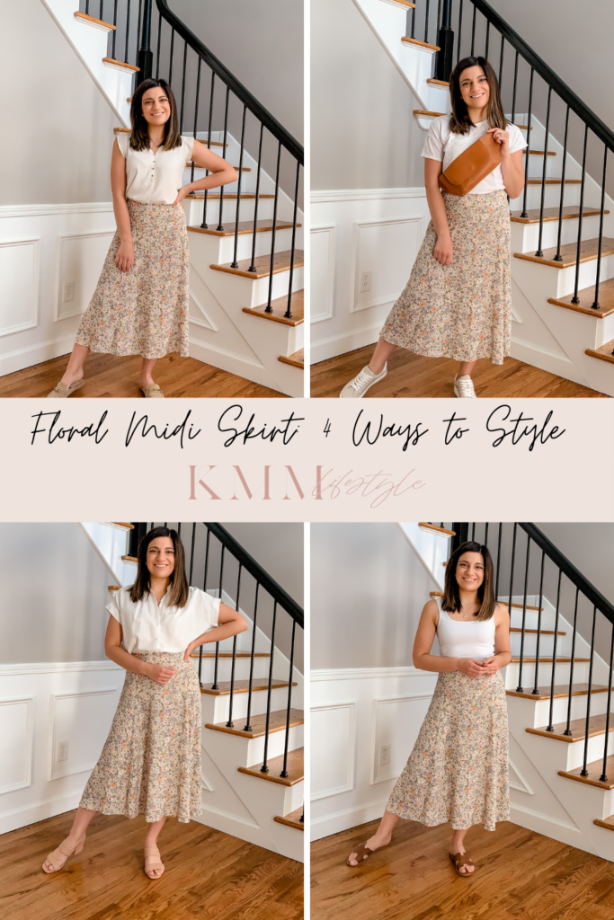 floral midi skirt 4 ways to wear pin
